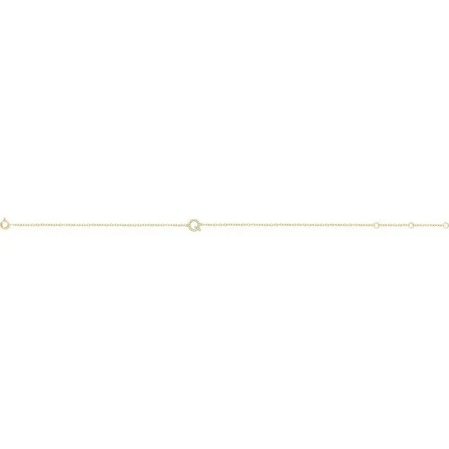 14K Yellow Gold .07 CTW Natural Diamond Initial Q 6-7" Bracelet