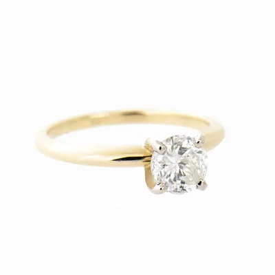 14K Yellow Gold 0.94ct Full Cut Round Diamond Engagement Ring