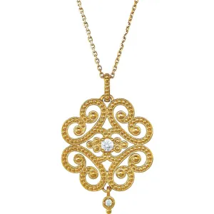 14k Yellow Gold 1/10 CTW Granulated Design 18" Necklace