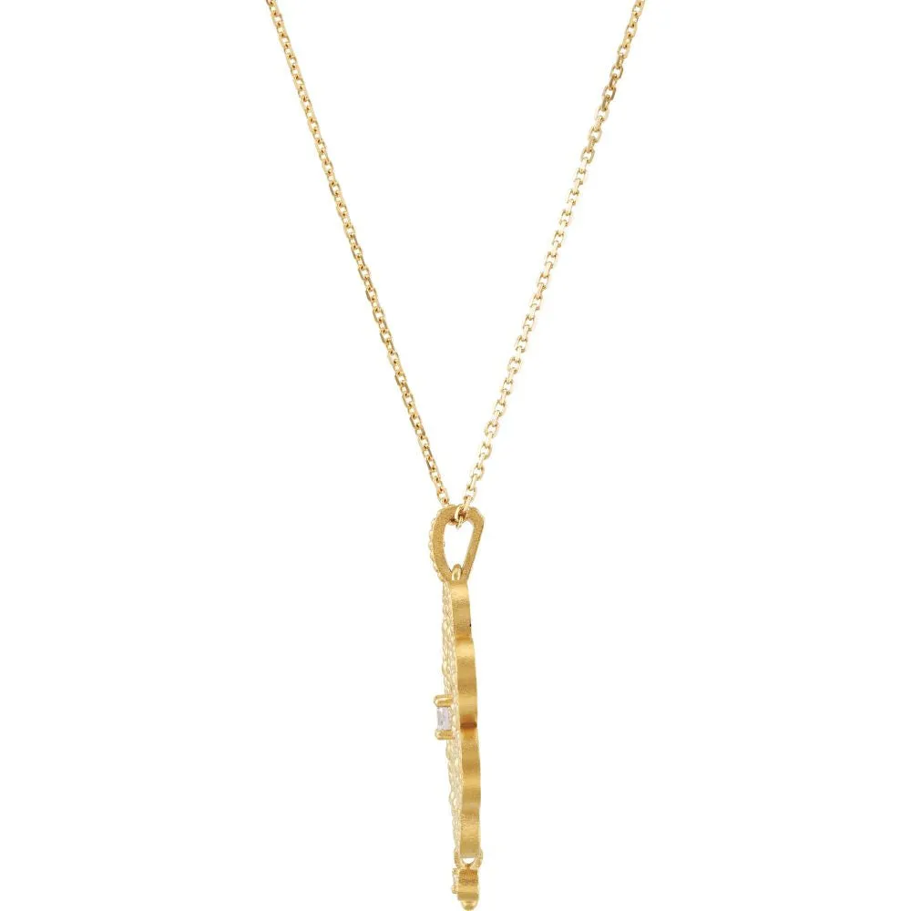 14k Yellow Gold 1/10 CTW Granulated Design 18" Necklace