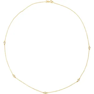 14k Yellow Gold 1/4 CTW Diamond Bezel 18" Necklace