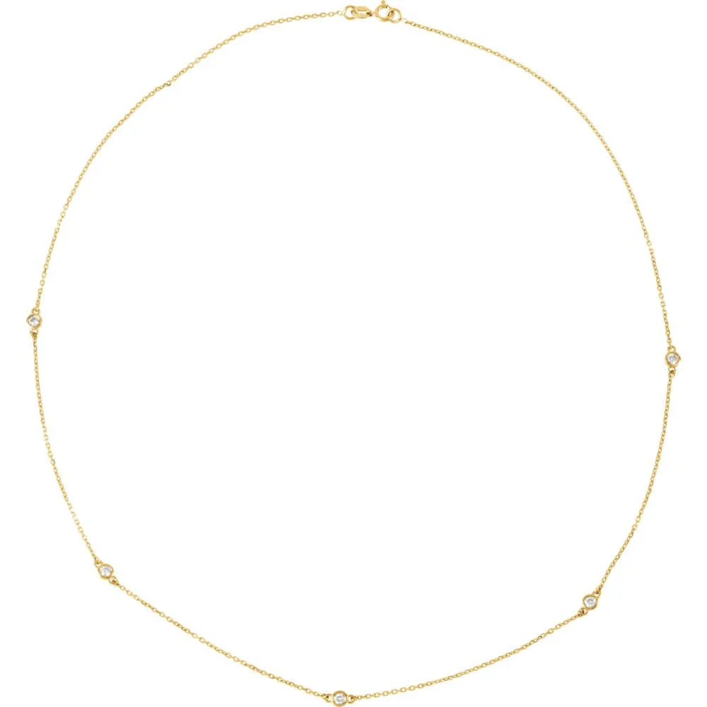 14k Yellow Gold 1/4 CTW Diamond Bezel 18" Necklace