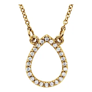 14k Yellow Gold 1/8 CTW Diamond Teardrop 16" Necklace