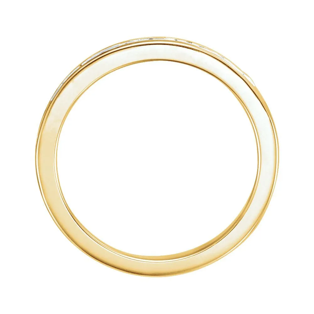 14k Yellow Gold 2mm Square 7/8 CTW Diamond Channel Set Band , Size 7