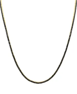14k Yellow Gold Black Diamond Tennis Necklace