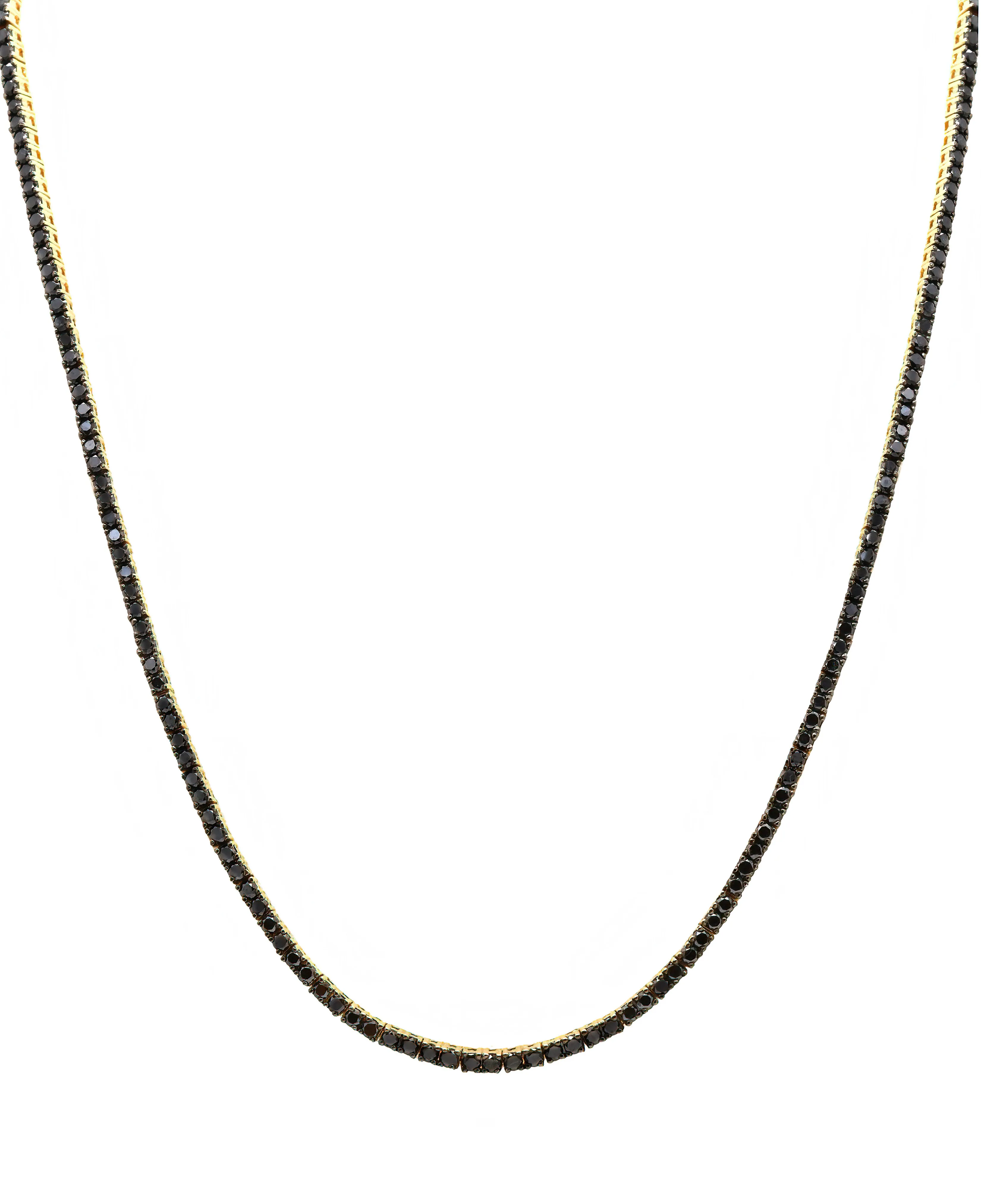 14k Yellow Gold Black Diamond Tennis Necklace