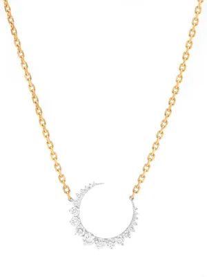 14k Yellow Gold Diamond Half Moon Necklace
