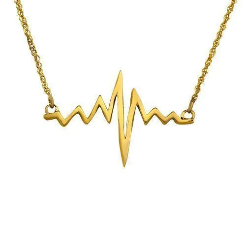 14k Yellow Gold Diamond Heart Beat Necklace 0.22ctw