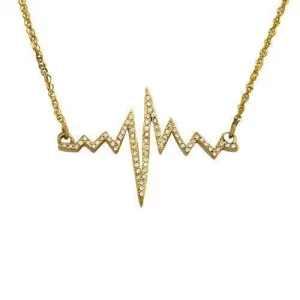 14k Yellow Gold Diamond Heart Beat Necklace 0.22ctw