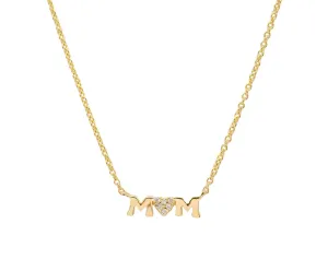 14k Yellow Gold Diamond Mom Necklace