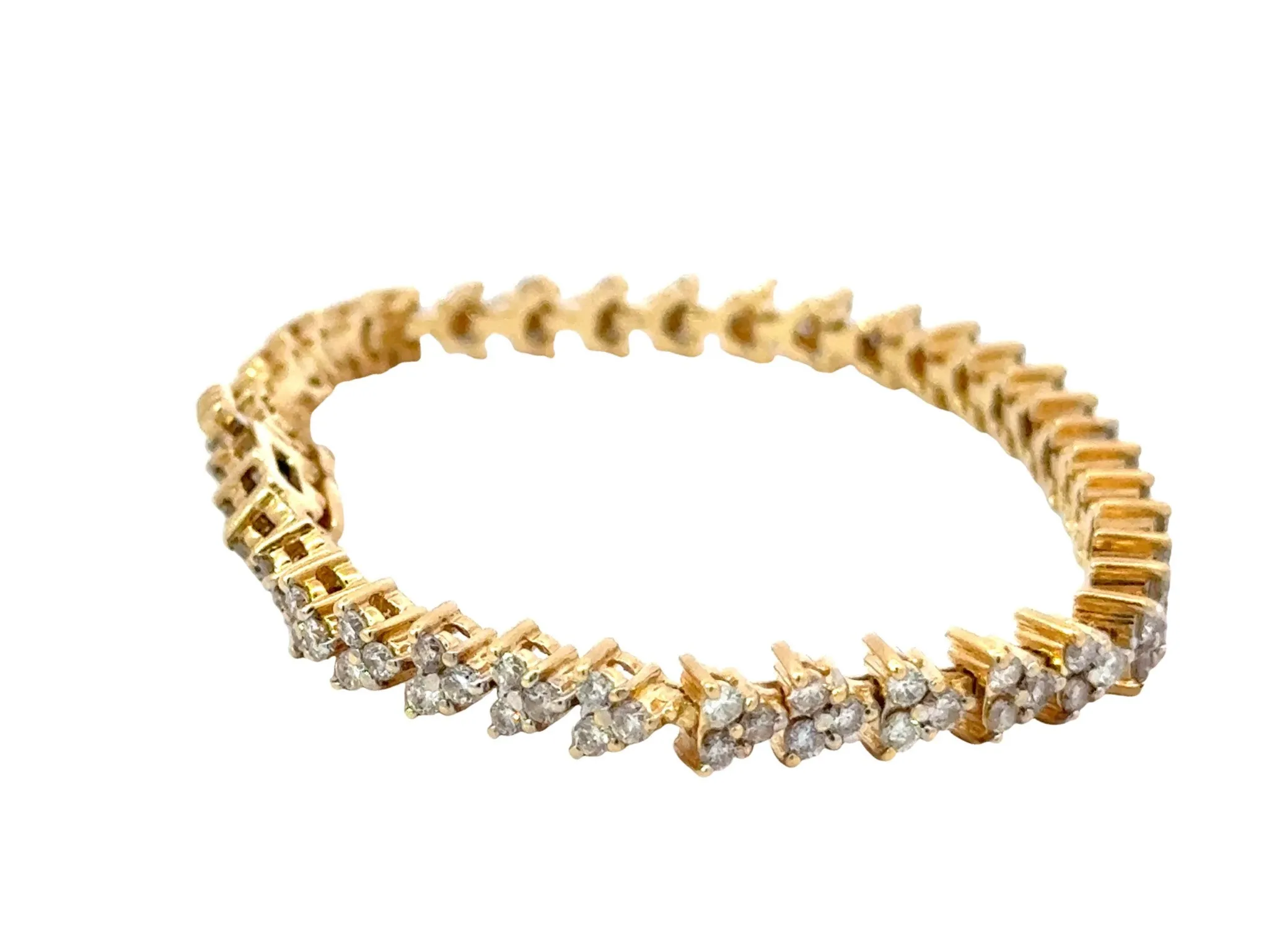 14k Yellow Gold Diamond Triangle Tennis Bracelet