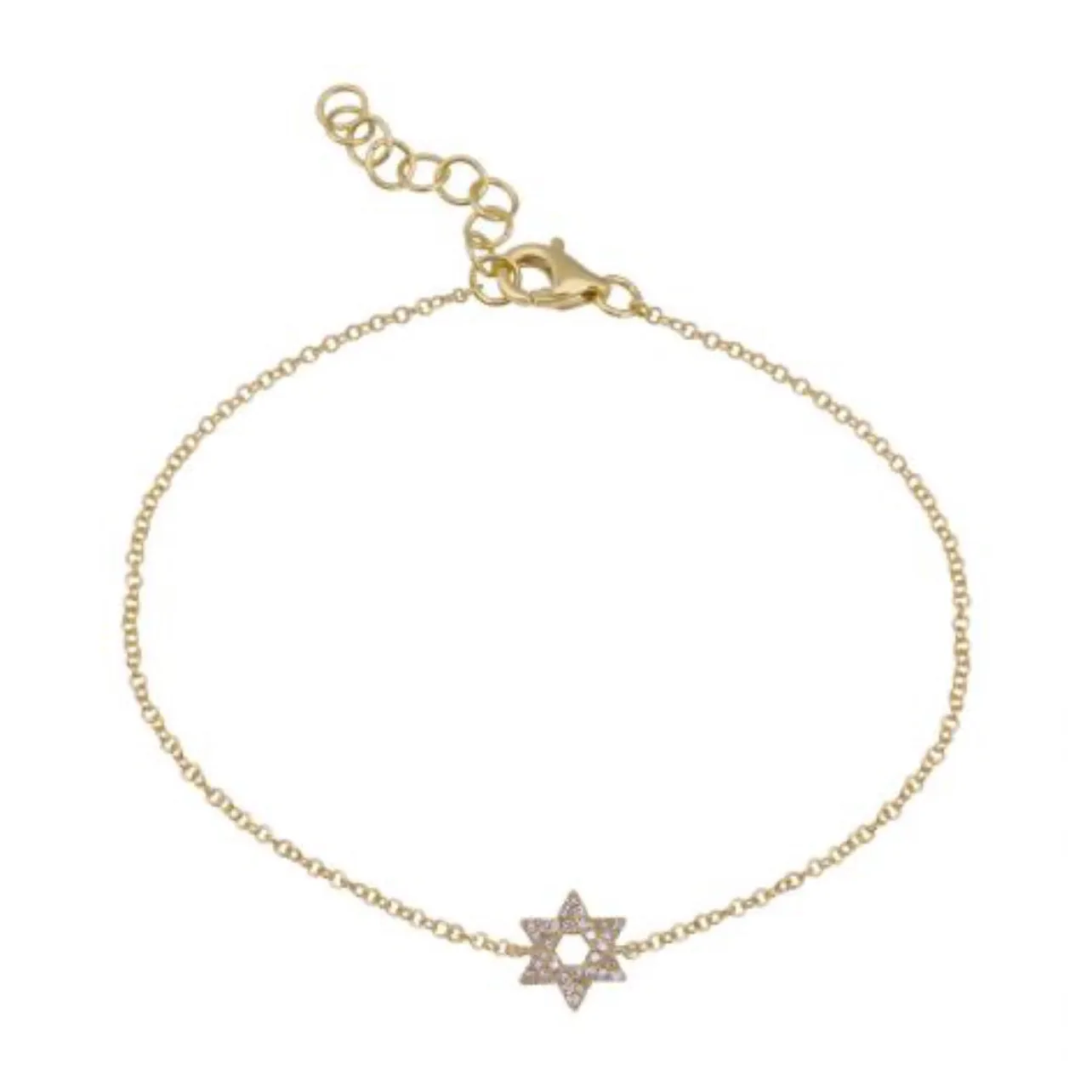 14K Yellow Gold Star Of David Diamond Bracelet