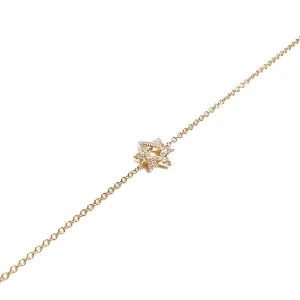 14K Yellow Gold Star Of David Diamond Bracelet