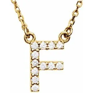 14K Yellow Initial F 1/8 CTW Diamond 16" Necklace