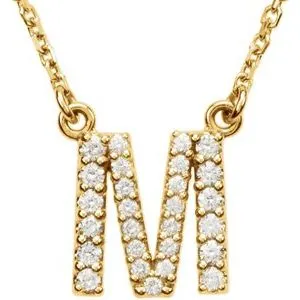 14K Yellow Initial M 1/6 CTW Diamond 16" Necklace