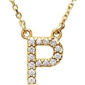 14K Yellow Initial P 1/6 CTW Diamond 16" Necklace