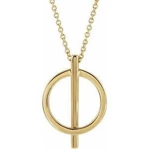 14K Yellow Negative Space Circle 16-18" Necklace