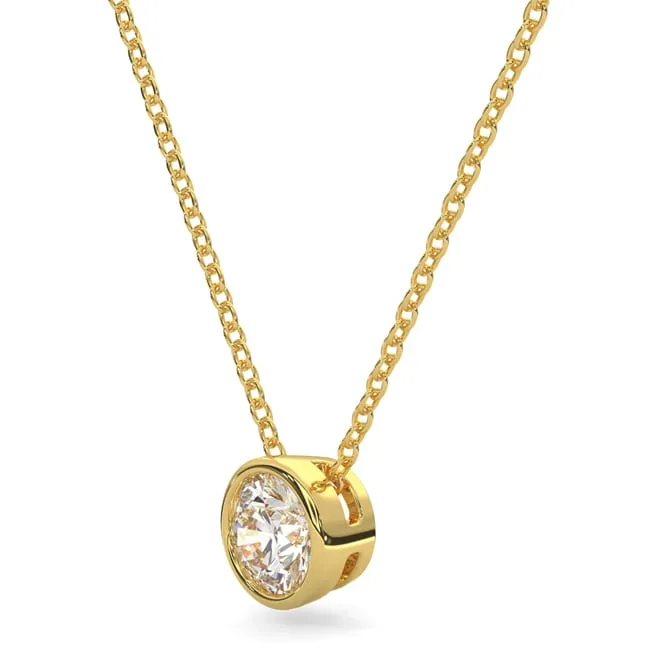 14k Yellow Round C.V.D Diamond Pendant Necklace (1.0.ct.tw)