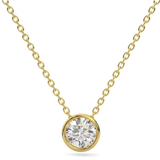 14k Yellow Round C.V.D Diamond Pendant Necklace (1.0.ct.tw)