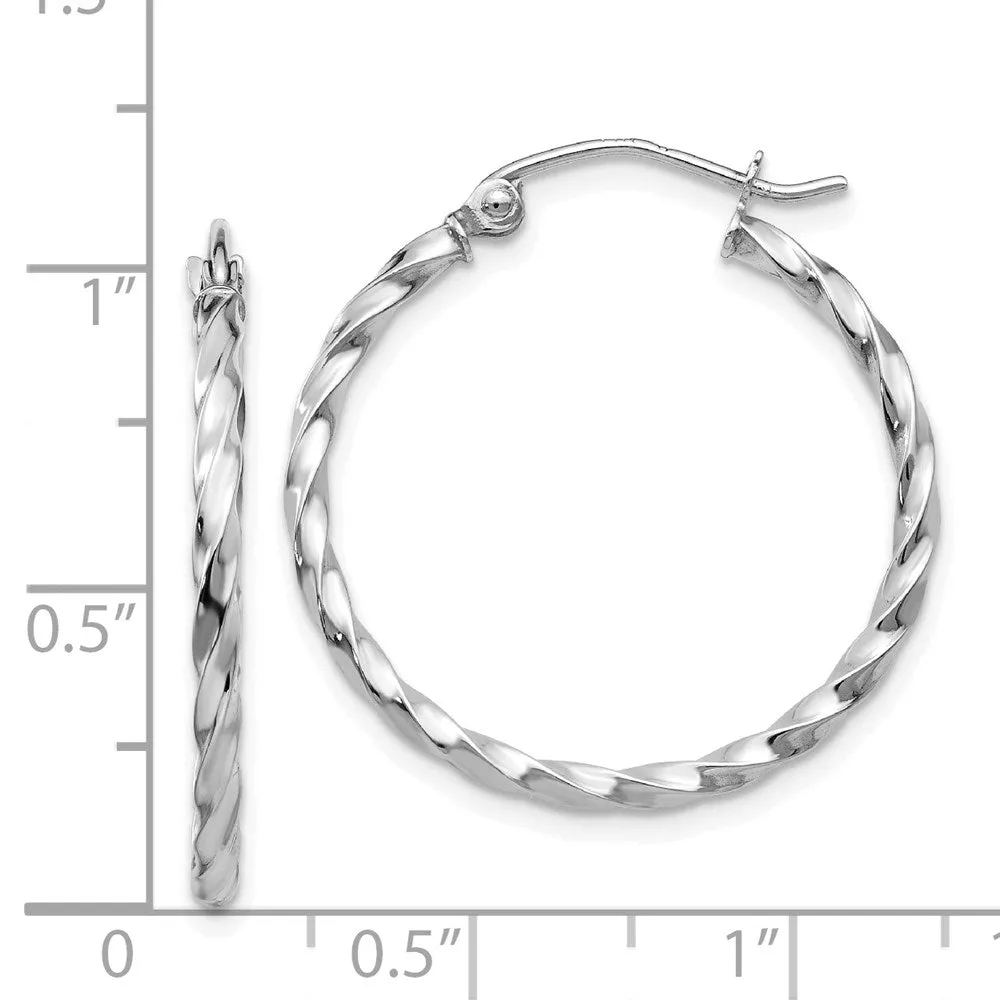 14KT White Gold 22X2MM Twist Hoop Earrings