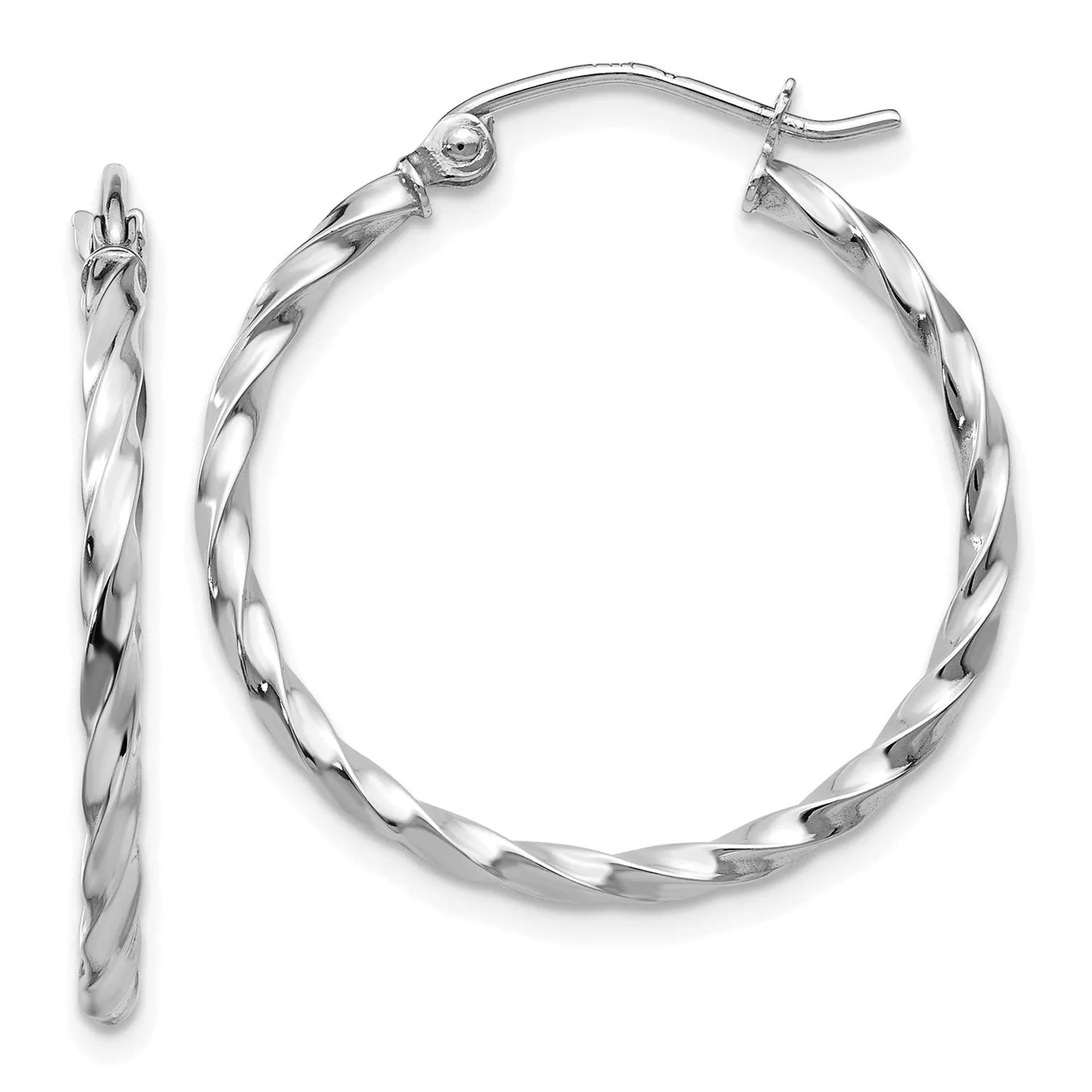 14KT White Gold 22X2MM Twist Hoop Earrings