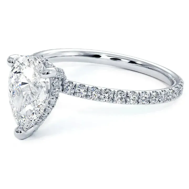 1.5 Carat Pear Shape Petite Micropavé Wire Basket