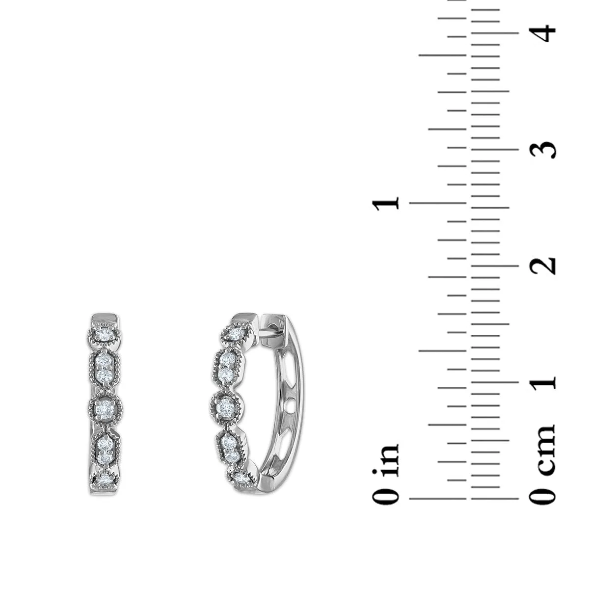 1/6 CTW Natural Diamond Hoop Earrings in 10KT White Gold