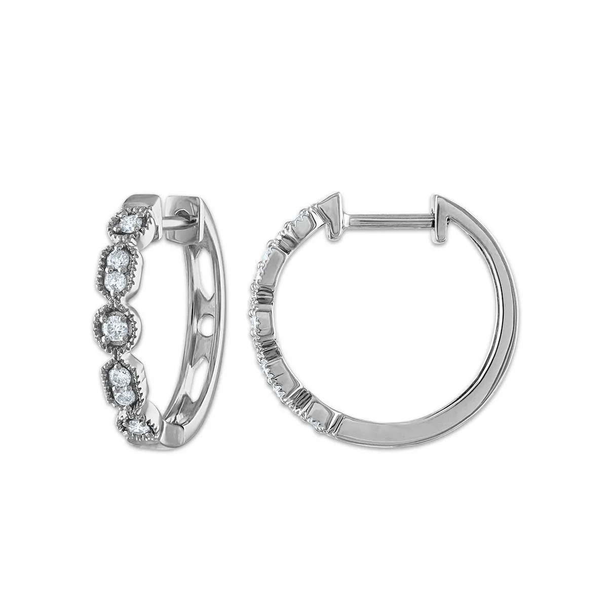 1/6 CTW Natural Diamond Hoop Earrings in 10KT White Gold