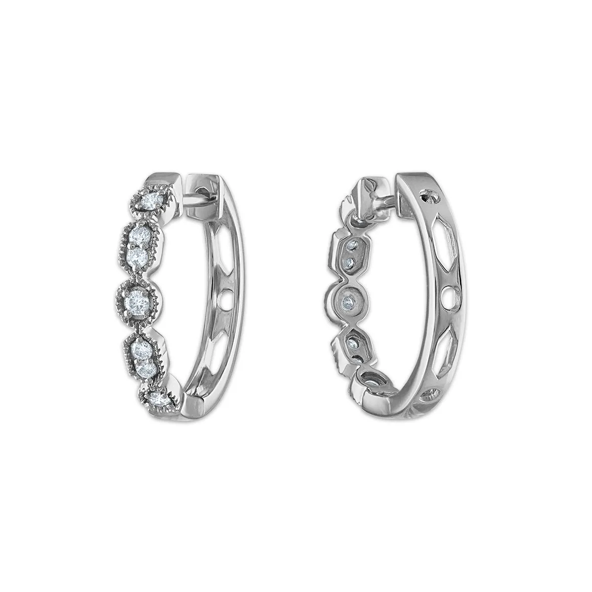 1/6 CTW Natural Diamond Hoop Earrings in 10KT White Gold