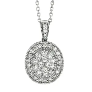 1.60 Carat Natural Diamond Oval Necklace 14K White Gold