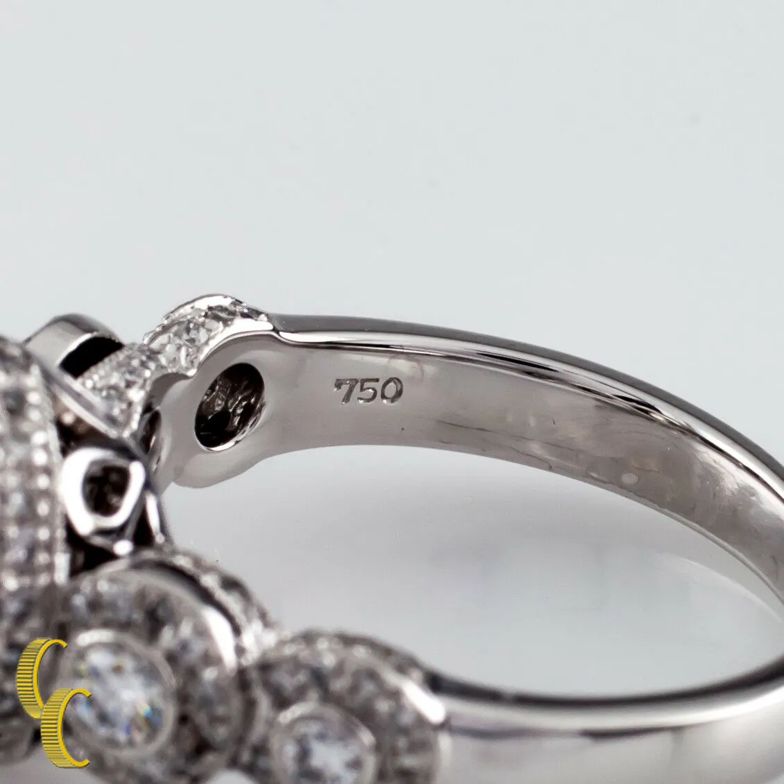 1.77 Carat Round Brilliant Diamond 18k White Gold Engagement Ring Size 6.25