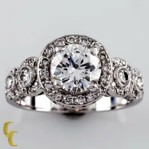 1.77 Carat Round Brilliant Diamond 18k White Gold Engagement Ring Size 6.25