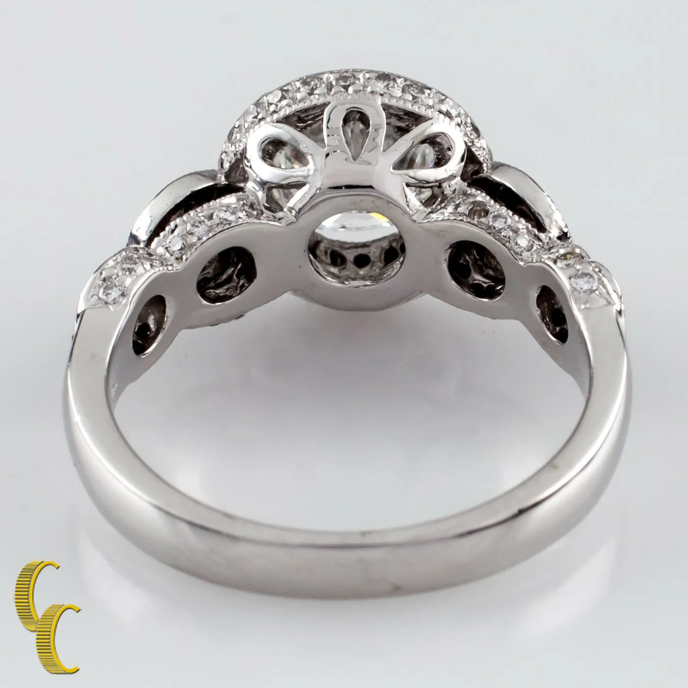 1.77 Carat Round Brilliant Diamond 18k White Gold Engagement Ring Size 6.25