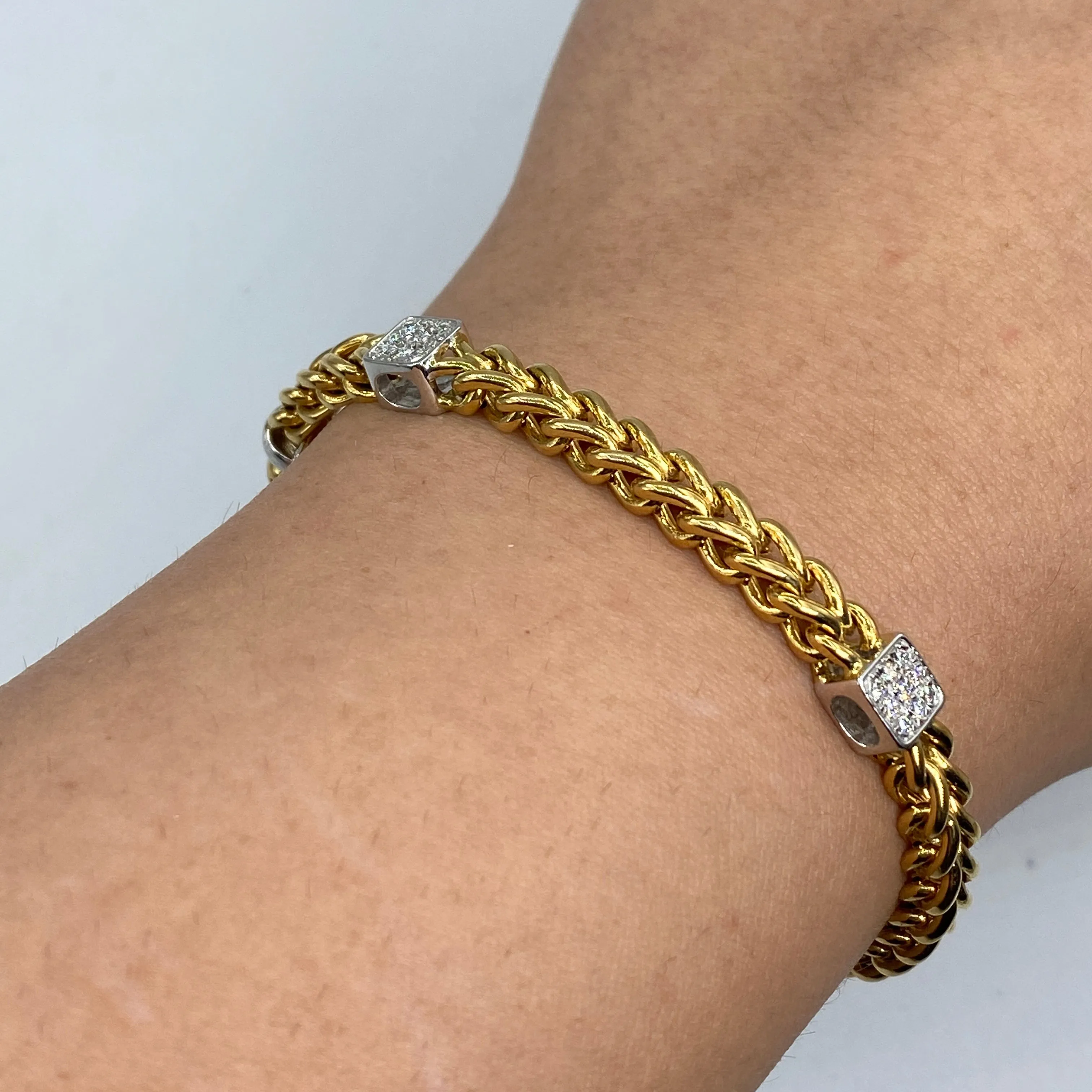 18K Box Cuban Diamond Bracelet