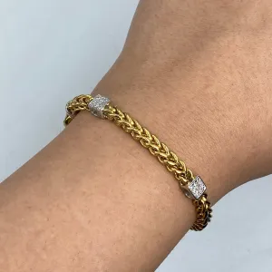 18K Box Cuban Diamond Bracelet