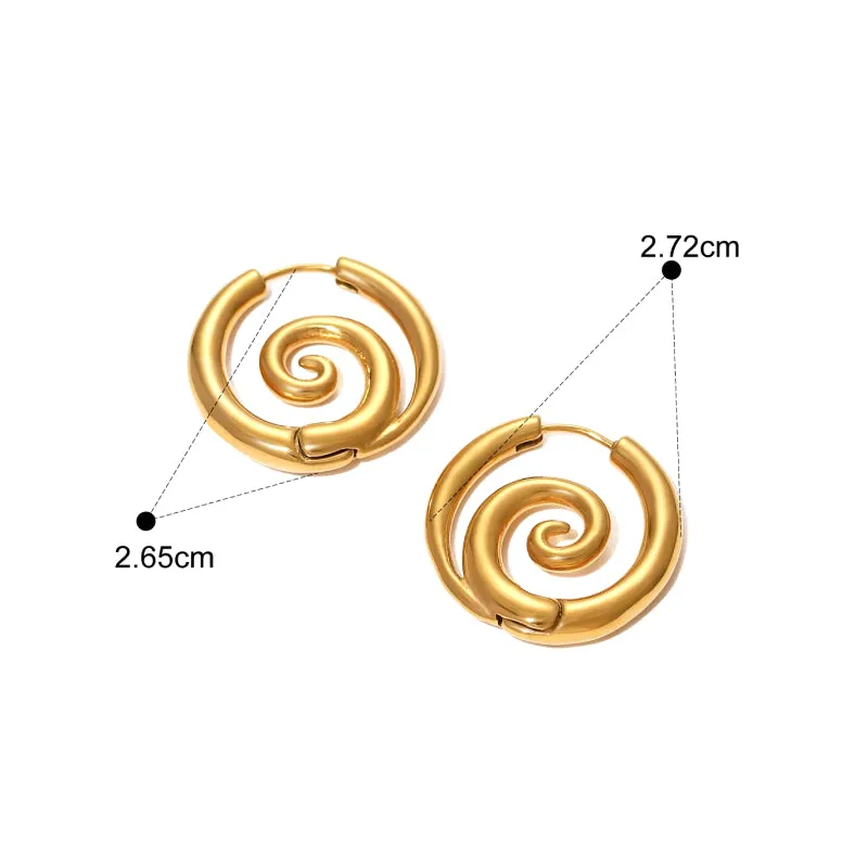 18K Gold-Plated Stainless Steel Spiral Hoop Earrings
