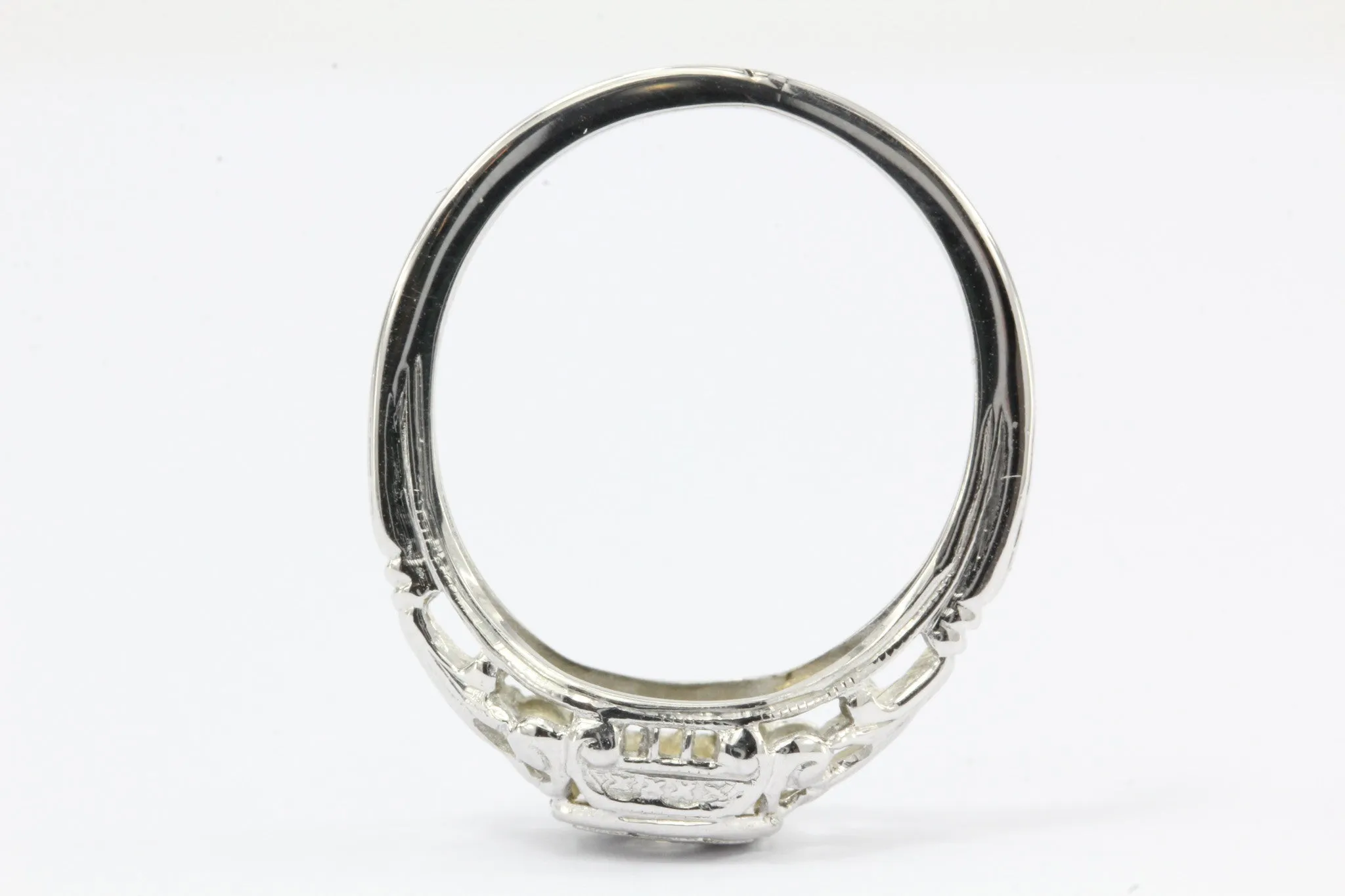 18K White Gold Art Nouveau Old European Cut Diamond Engagement Ring