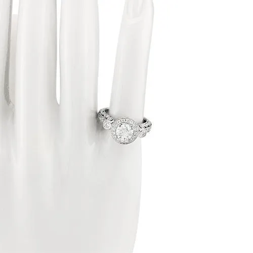 18k White Gold Round Cut Clarity Enhanced Diamond Engagement Ring with Side Stones 2.25 Ctw