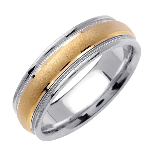 18K Yellow and White Gold Milgrain Ring