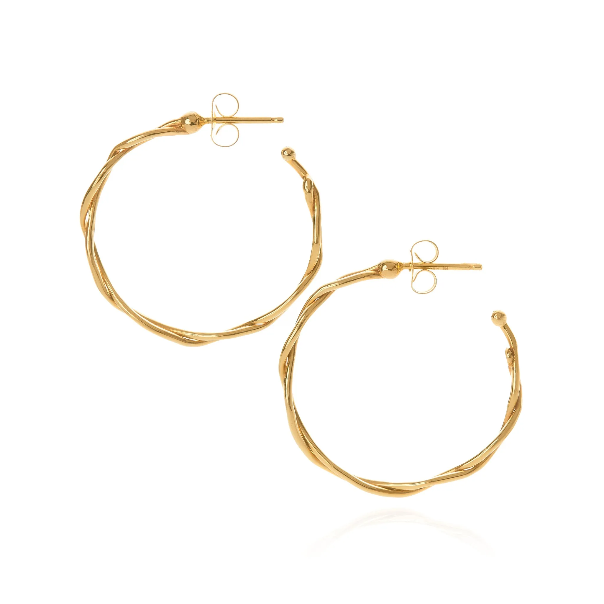18k yellow gold medium wrapped hoop earrings