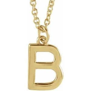 18K Yellow Gold-Plated Sterling Silver Initial B  Dangle 16" Necklace