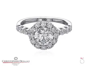 1.91ct Christopher Designs Round Halo Engagement Ring