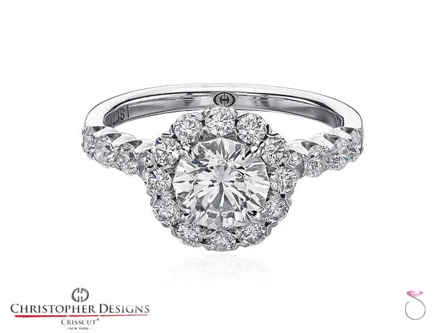 1.91ct Christopher Designs Round Halo Engagement Ring