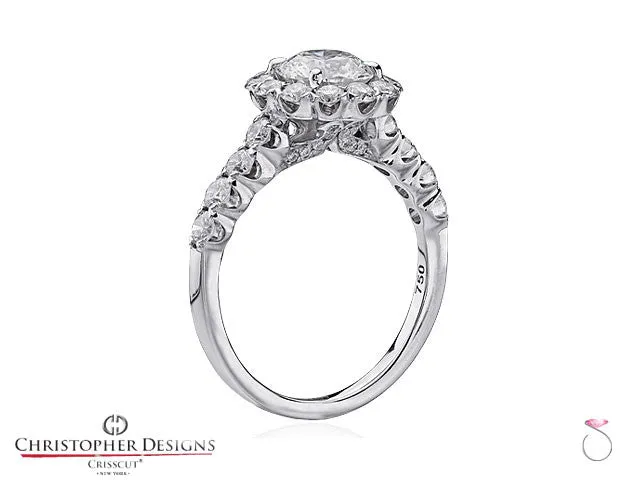 1.91ct Christopher Designs Round Halo Engagement Ring