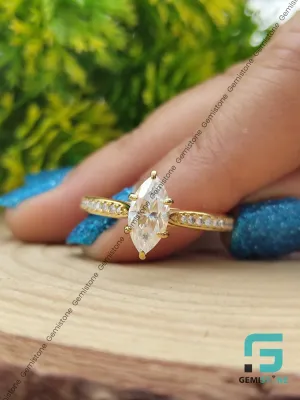 2 CT Moissanite Vintage Marquise Cut Diamond Ring