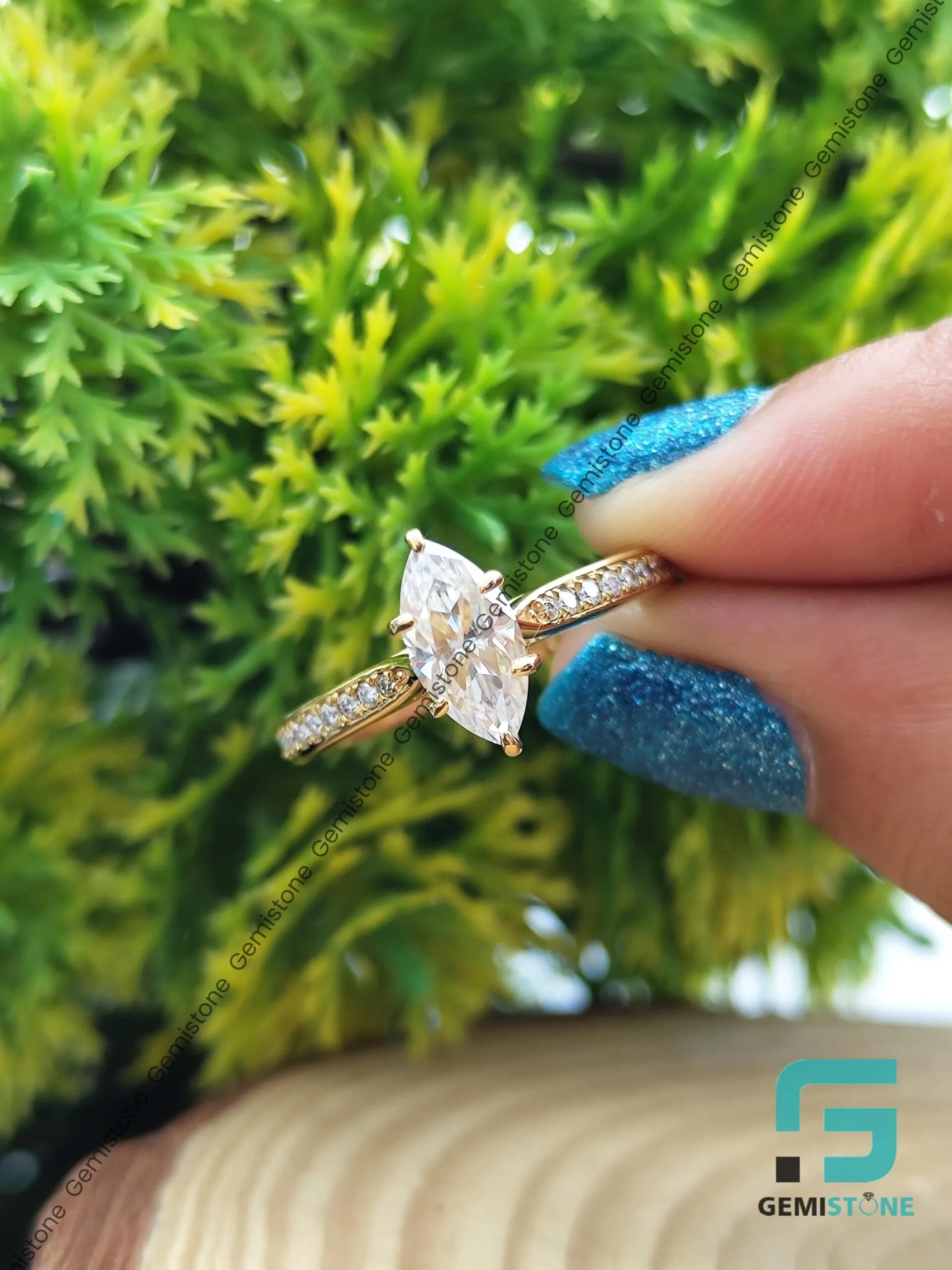2 CT Moissanite Vintage Marquise Cut Diamond Ring