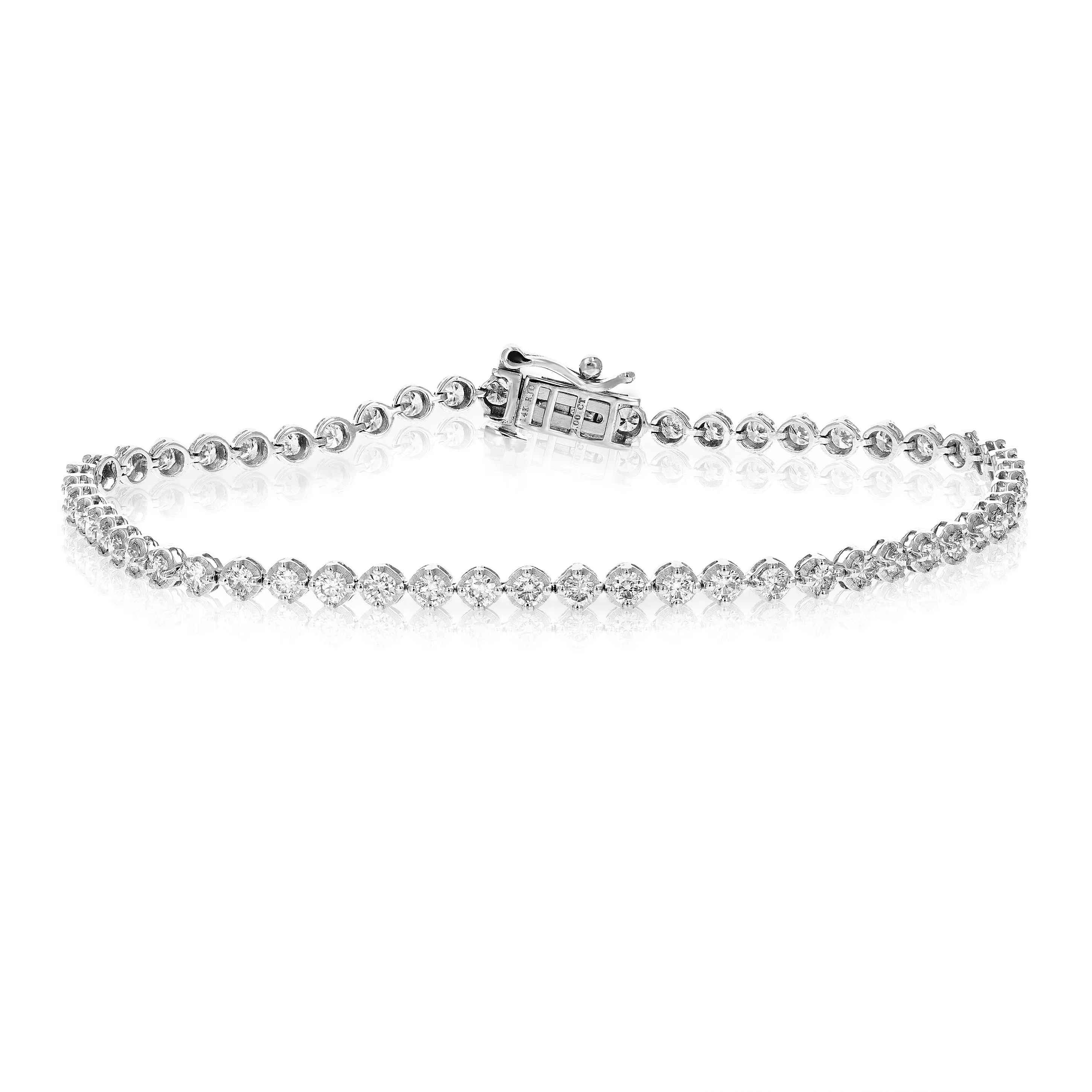 2 cttw Diamond Classic Round Tennis Bracelets in 14K White Gold