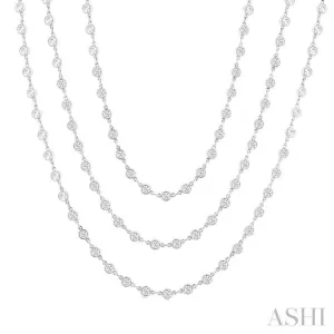 20 ctw Bezel Set Round Cut Diamond Layered 60-Inch Necklace in 14K White Gold