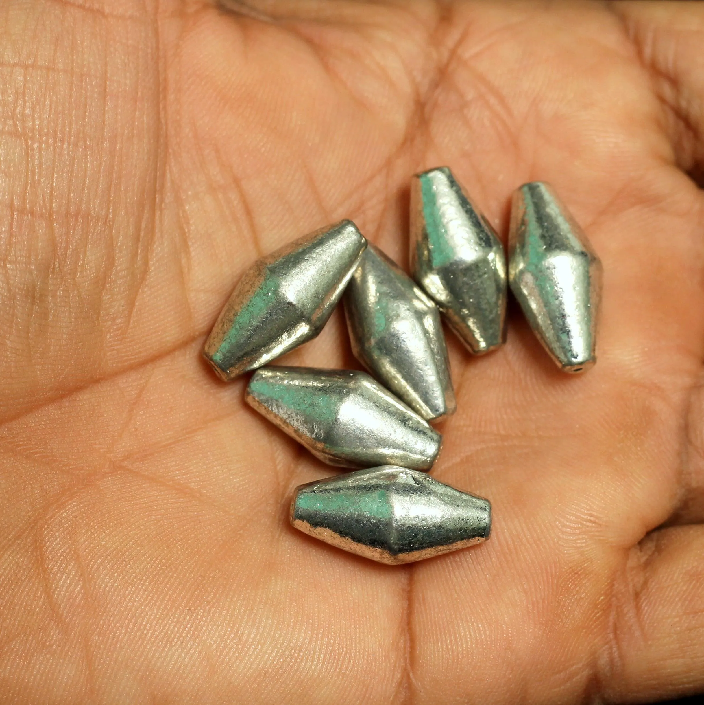 20 Pcs  20x10mm German Silver Dholki Beads