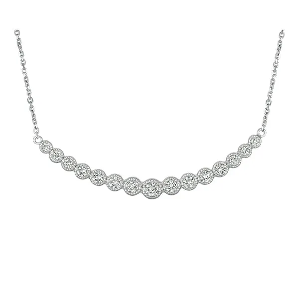 2.00 Carat Natural Diamond Bar Necklace 14K White Gold G SI 18 inches chain